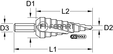 HSS-TiN stupňový vrták,Ø 4-20mm, 9 stupňov